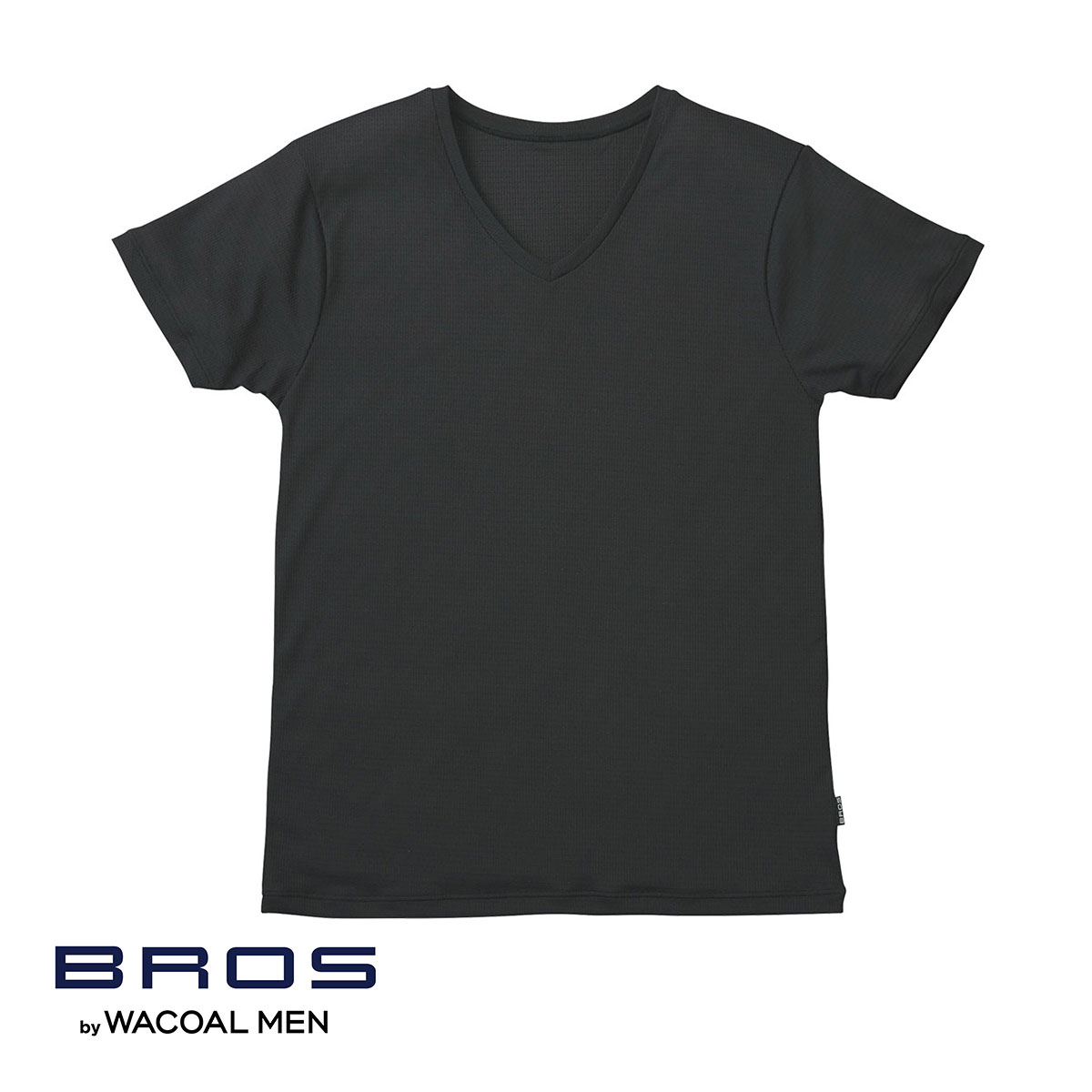 ブロス バイ ワコールメン BROS by WACOAL MEN ムレからの開放 V首 半袖 3分袖 シャツ べたつきにくいさらさらインナー LL(BK-ブラック-LL)