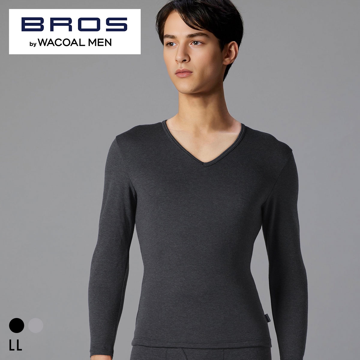 ブロス バイ ワコールメン SILKY THERMO 8分袖インナー あったか 長袖 LL GL6600 サーモギア メンズ 下着 BROS by WACOAL MEN