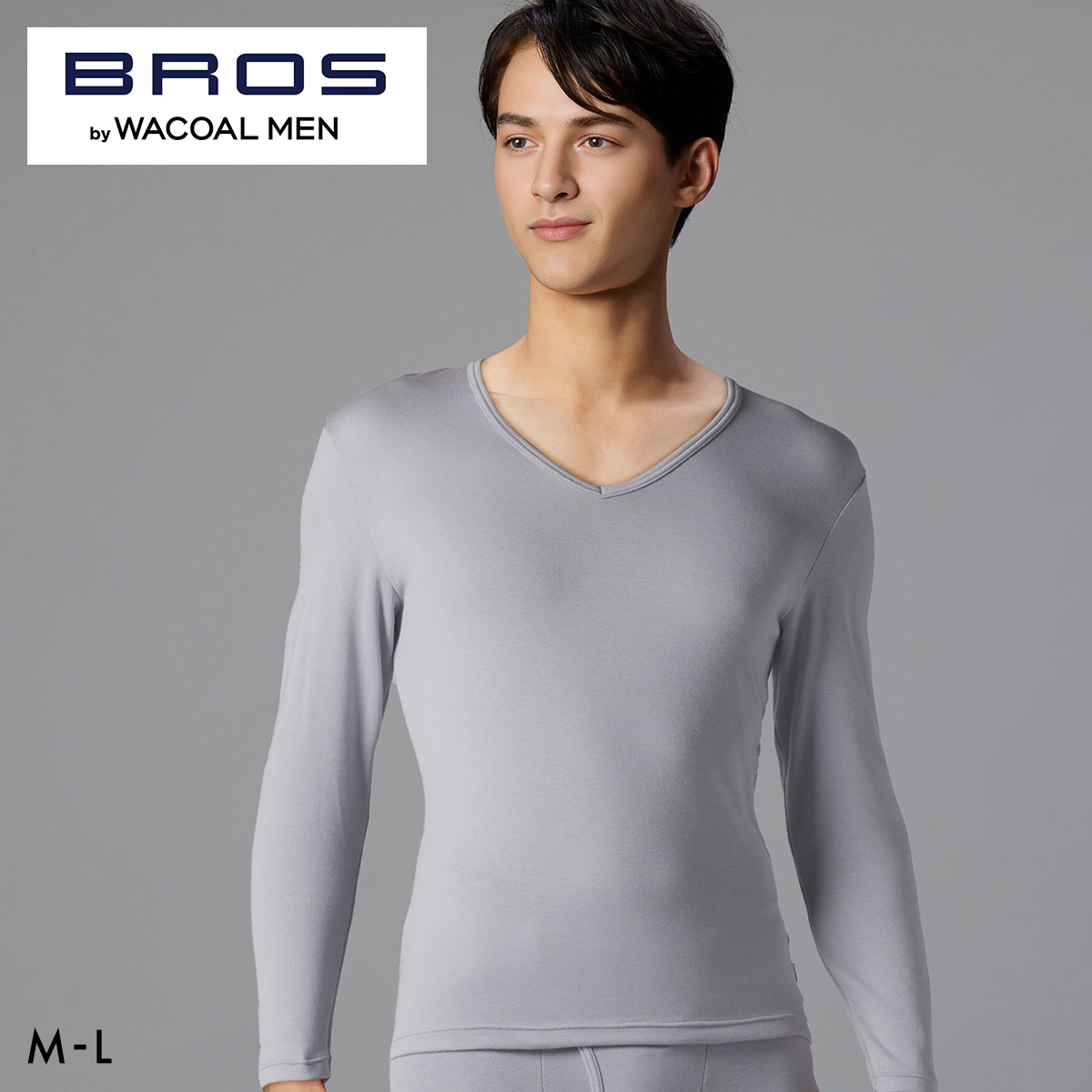 ブロス バイ ワコールメン SILKY THERMO 8分袖インナー あったか 長袖 ML GL6600 サーモギア メンズ 下着 BROS by WACOAL MEN(GY-グレー-M)