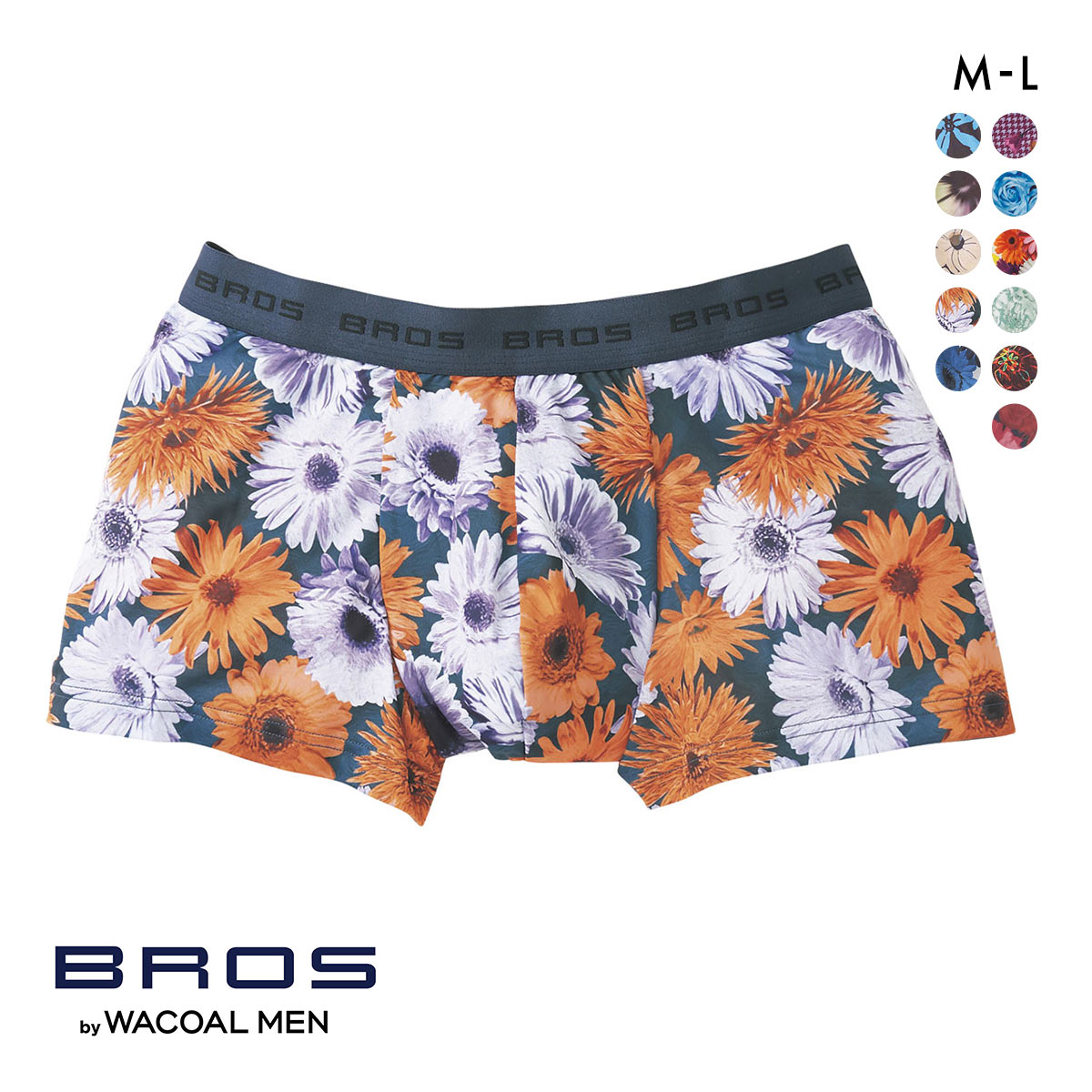 ブロス バイ ワコールメン BROS by WACOAL MEN  ハナコトバパンツ 花柄 ボクサーパンツ GT3220 メンズ 前とじ ノーマル丈(BGR-ブルーグリーン-M)