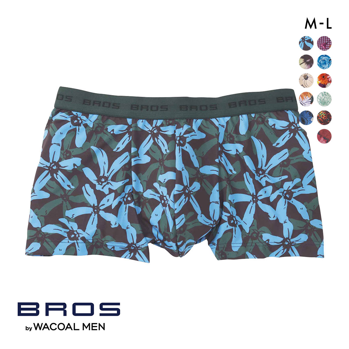 ブロス バイ ワコールメン BROS by WACOAL MEN  ハナコトバパンツ 花柄 ボクサーパンツ GT3220 メンズ 前とじ ノーマル丈(OV-オリーブ-M)