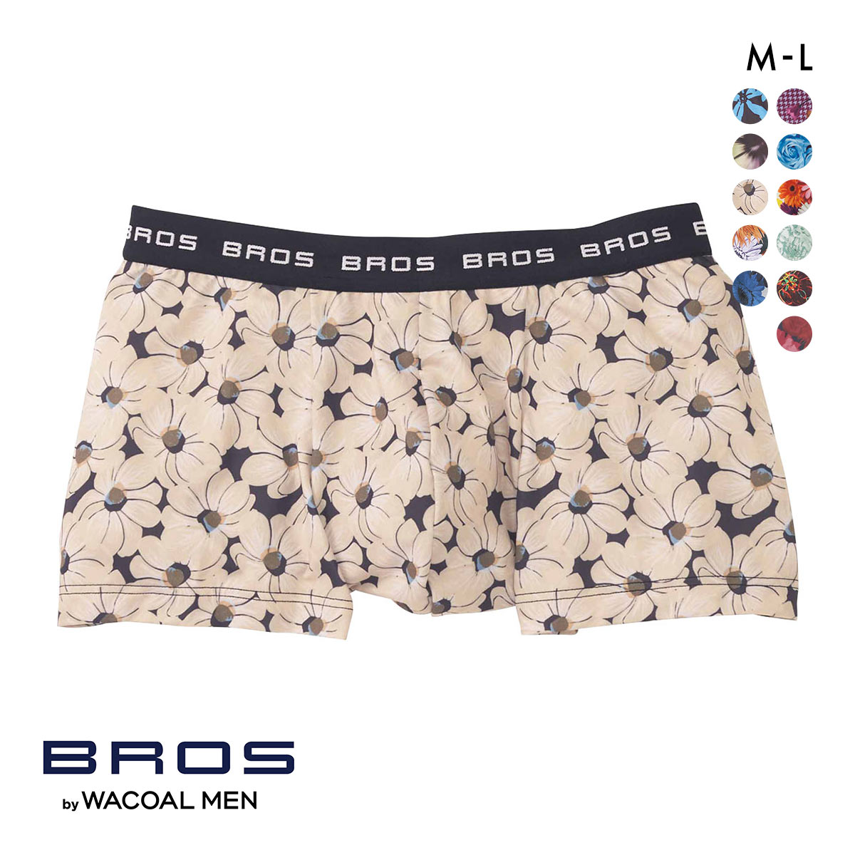 ブロス バイ ワコールメン BROS by WACOAL MEN  ハナコトバパンツ 花柄 ボクサーパンツ GT3220 メンズ 前とじ ノーマル丈(CR-クリーム-M)