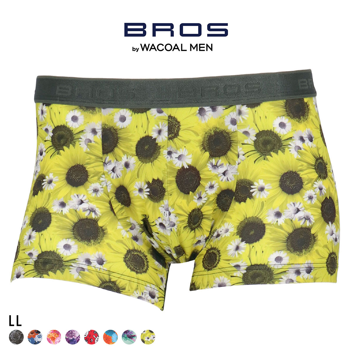 ブロス バイ ワコールメン ハナコトバパンツ 花柄 ボクサーパンツ LL GT3221 メンズ 前閉じ ノーマル丈 BROS by WACOAL MEN(YE-イエロー-LL)
