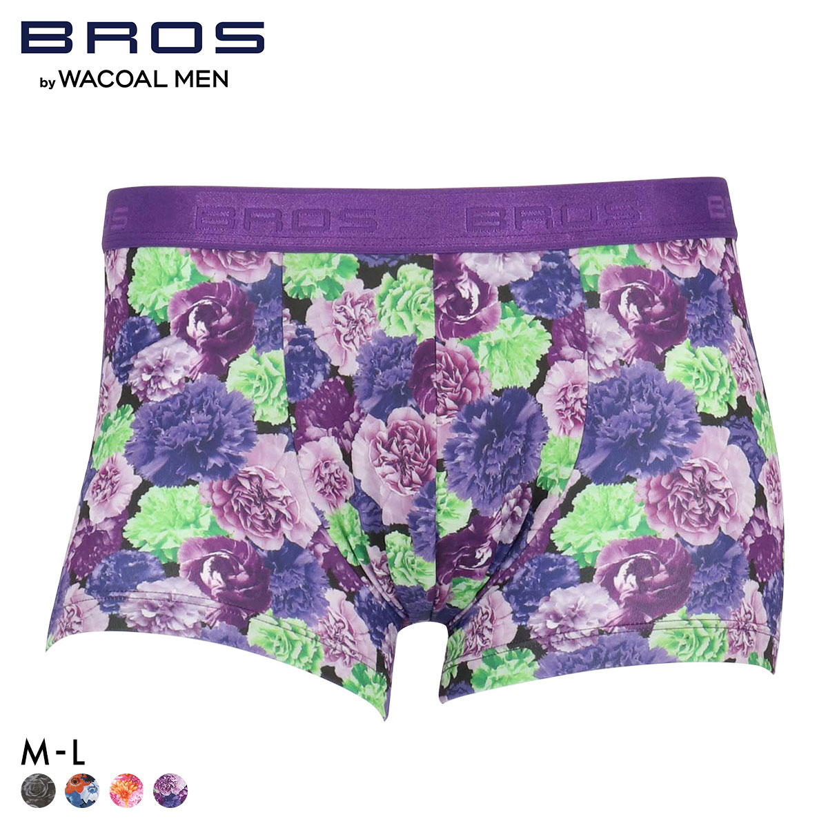 ブロス バイ ワコールメン ハナコトバパンツ 花柄 ボクサーパンツ ML GT3221 メンズ 前閉じ ノーマル丈 BROS by WACOAL MEN(VI-バイオレット-M)