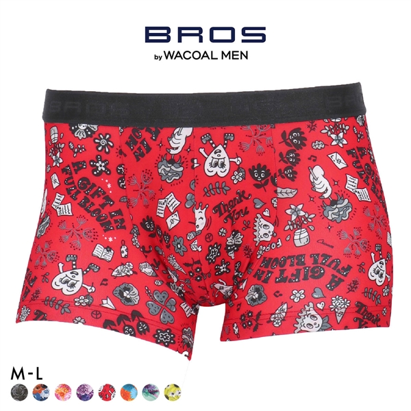 ブロス バイ ワコールメン ハナコトバパンツ 花柄 ボクサーパンツ ML GT3221 メンズ 前閉じ ノーマル丈 BROS by WACOAL MEN