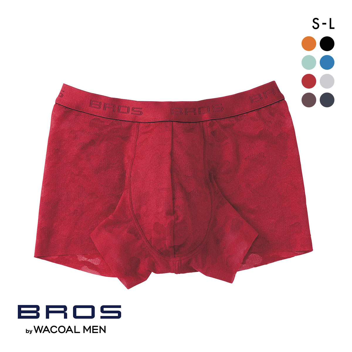 ブロス バイ ワコールメン BROS by WACOAL MEN レースボクサー ボクサーパンツ GT3340 SML メンズ 前とじ ノーマル丈(WI-ワイン-S)