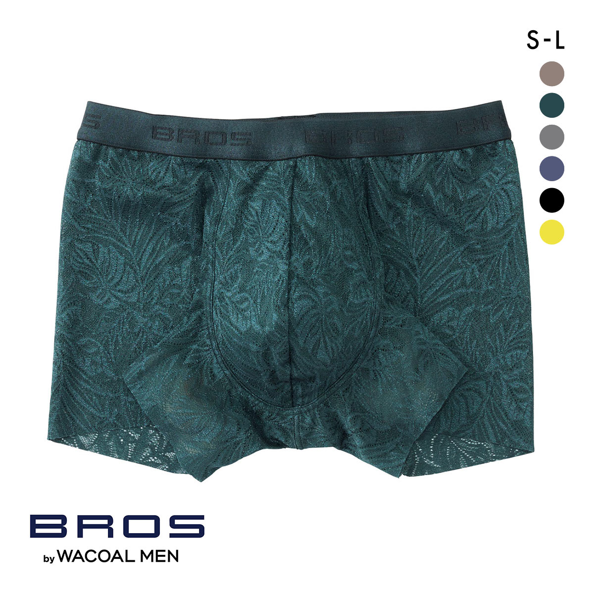 ブロス バイ ワコールメン BROS by WACOAL MEN レースボクサー ボクサーパンツSML メンズ 前閉じ ノーマル丈 GT3341(GR-グリーン-S)