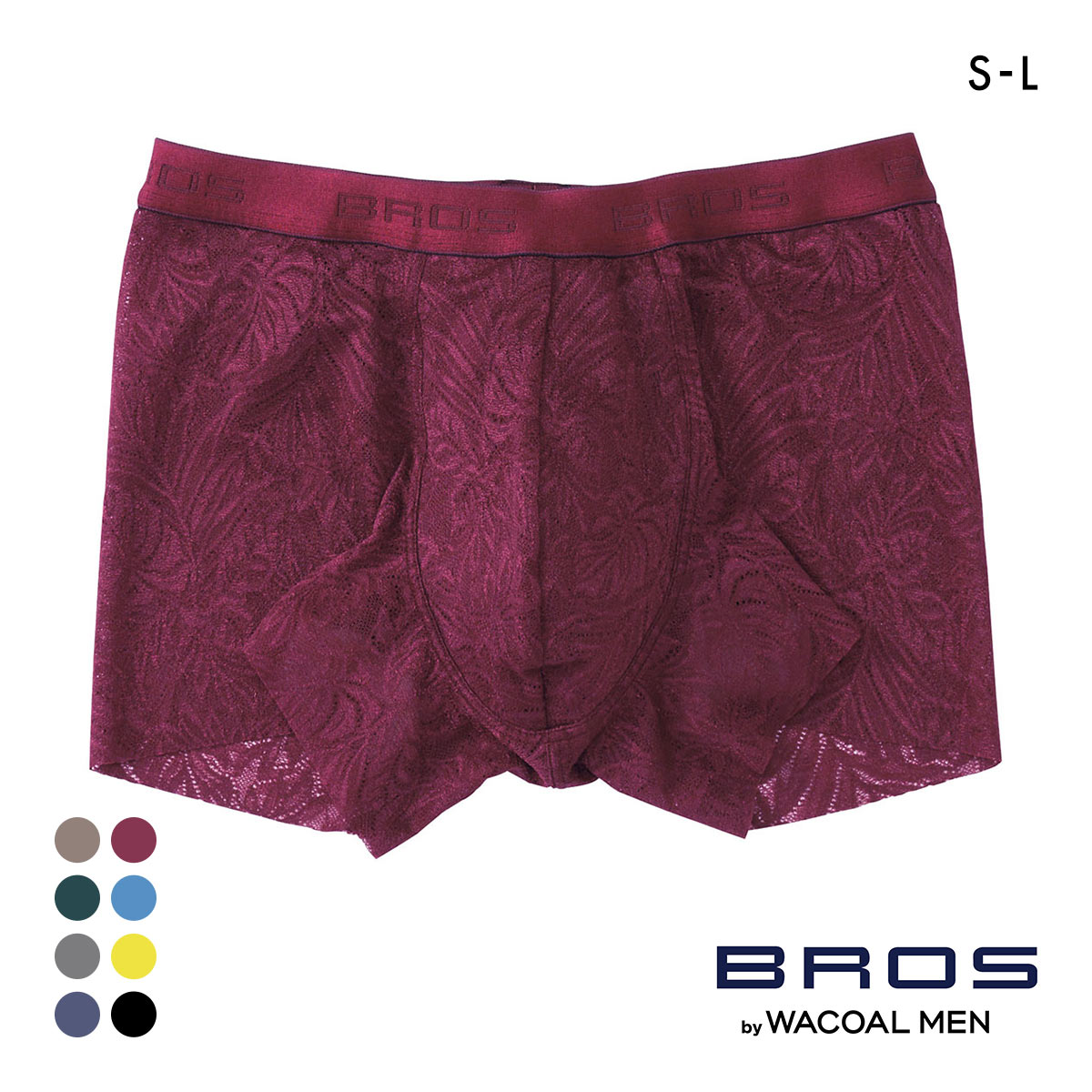 ブロス バイ ワコールメン BROS by WACOAL MEN レースボクサー ボクサーパンツSML メンズ 前閉じ ノーマル丈 GT3341(RE-レッド-S)