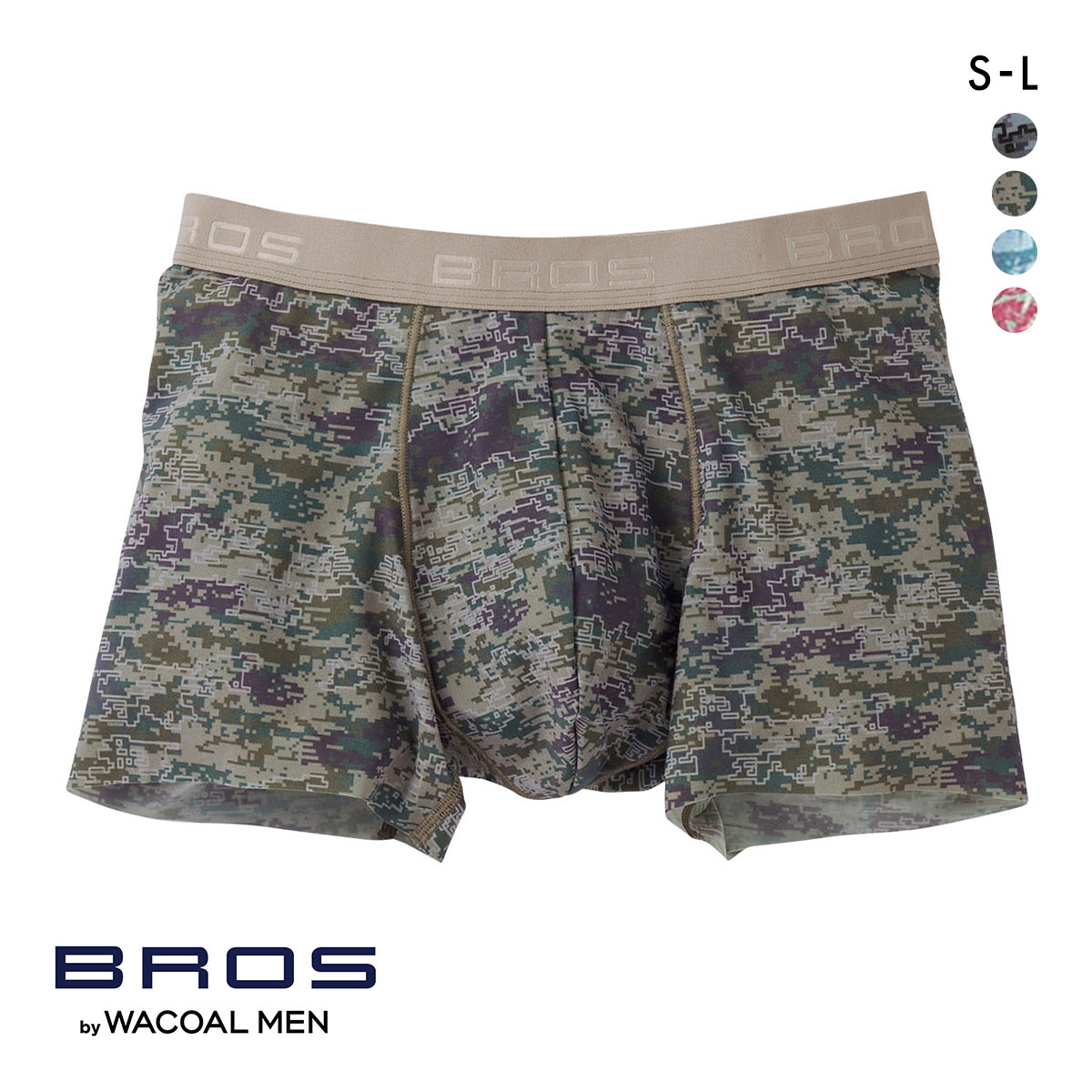 ブロス バイ ワコールメン BROS by WACOAL MEN 動きにフィット！キモチイイパンツ ボクサーパンツ SML 前閉じ 吸汗速乾 GT3371(OV-オリーブ-S)