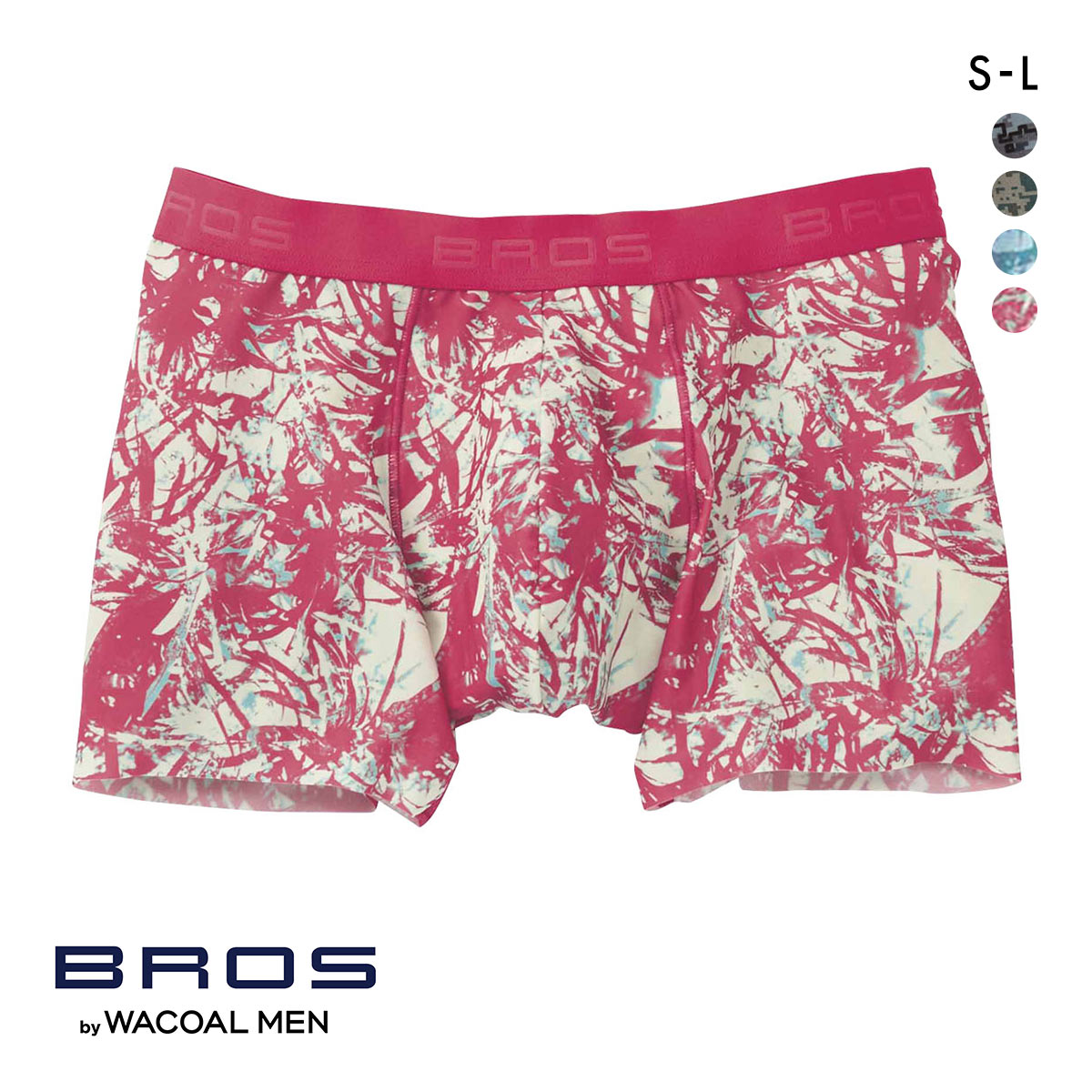 ブロス バイ ワコールメン BROS by WACOAL MEN 動きにフィット！キモチイイパンツ ボクサーパンツ SML 前閉じ 吸汗速乾 GT3371(RP-ロマンピンク-S)