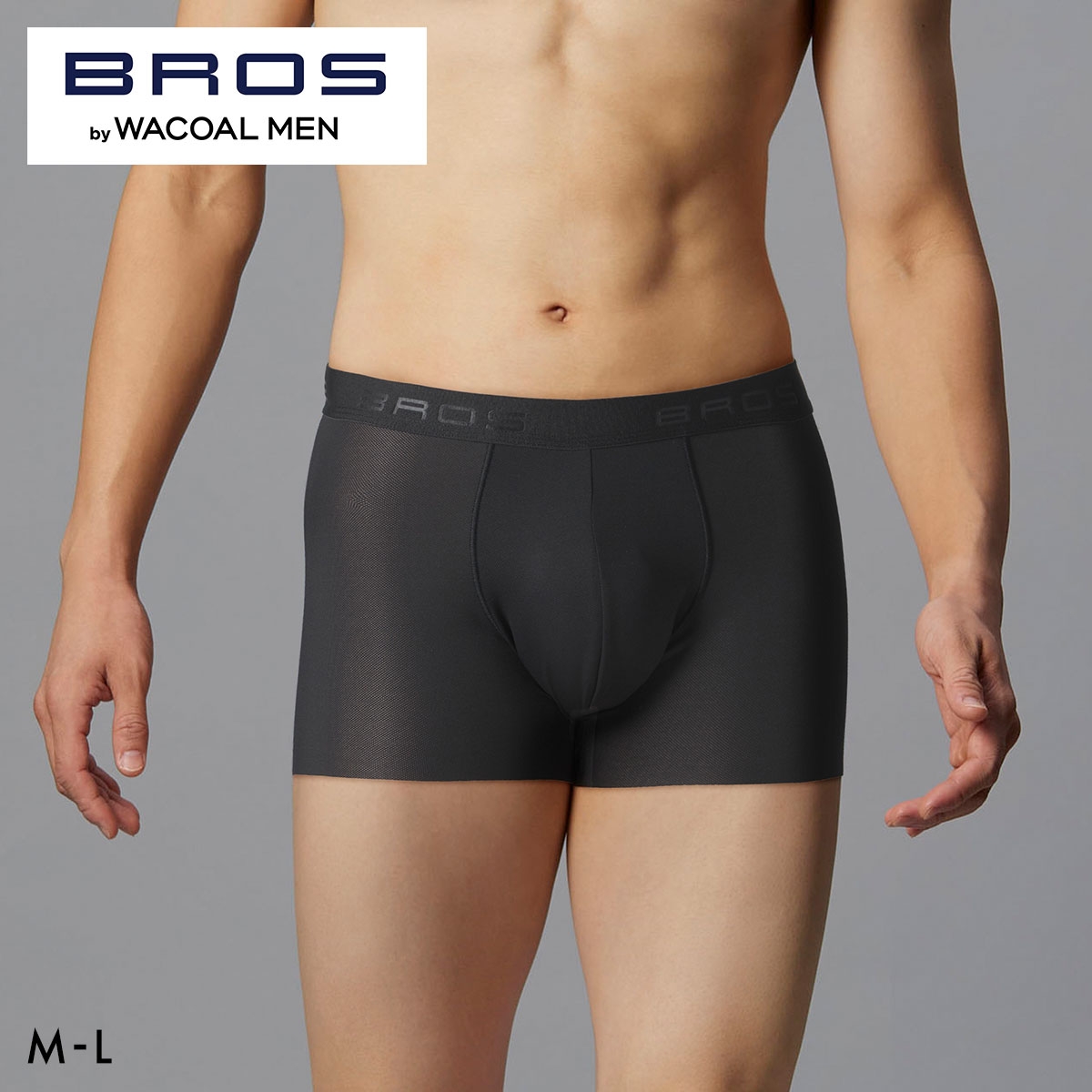 ブロス バイ ワコールメン キモチイイパンツ AIR ボクサーパンツ ML メッシュ 吸汗速乾 ムレにくい 前閉じ BROS by WACOAL MEN(BK-ブラック-M)