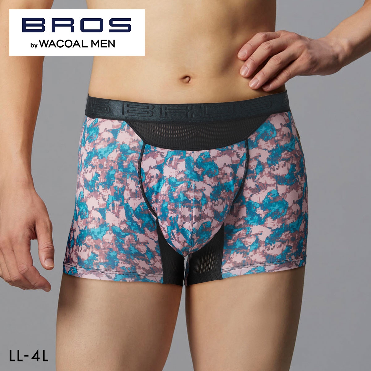 ブロス バイ ワコールメン BROS by WACOAL MEN AIR VENT BOXERS フロント快適グラマラス ボクサーパンツ LL 前閉じ 吸汗速乾(PI-ピンク-LL)