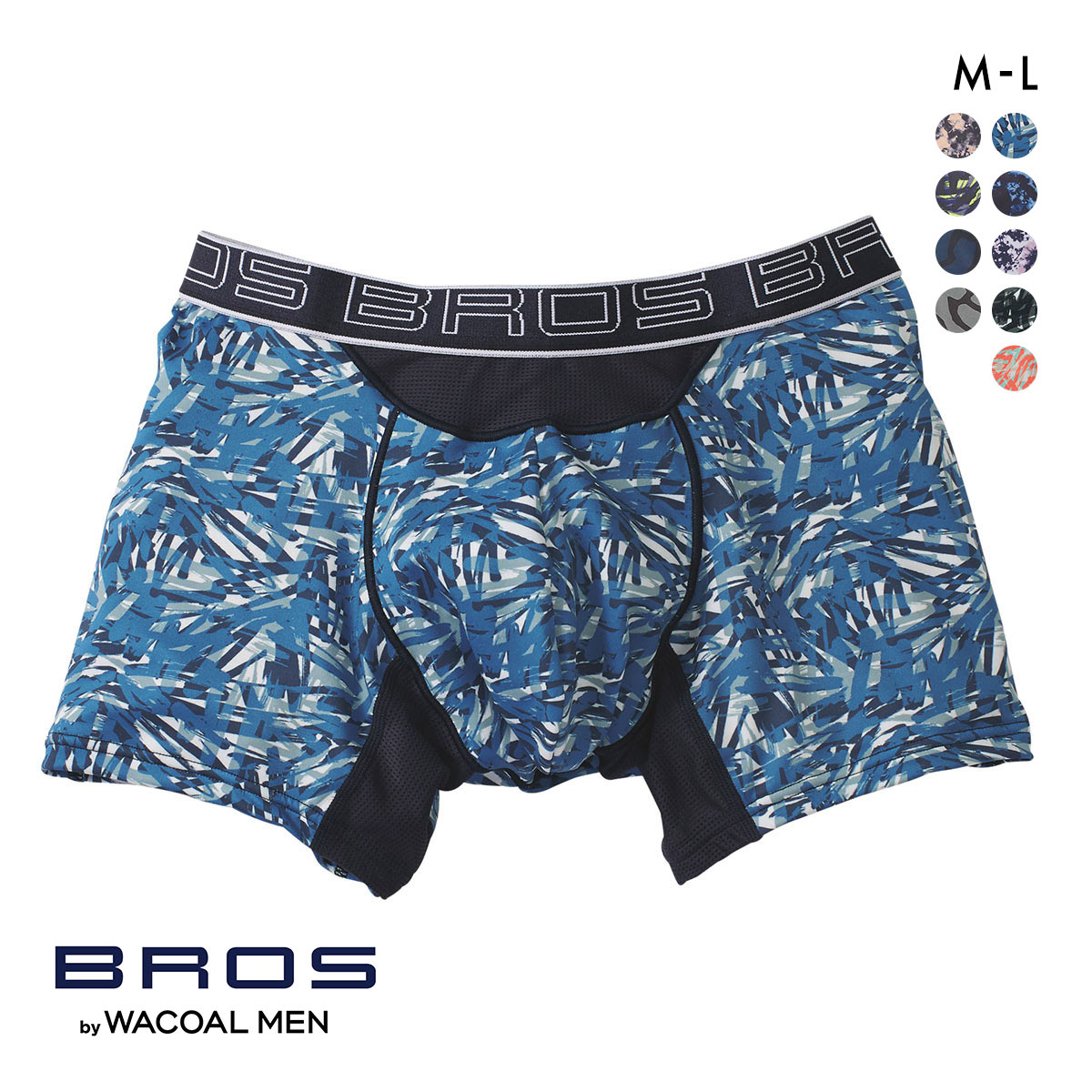 ブロス バイ ワコールメン BROS by WACOAL MEN AIR VENT BOXERS フロント快適グラマラス ボクサーパンツ ML 前閉じ 吸汗速乾(BU-ブルー-M)