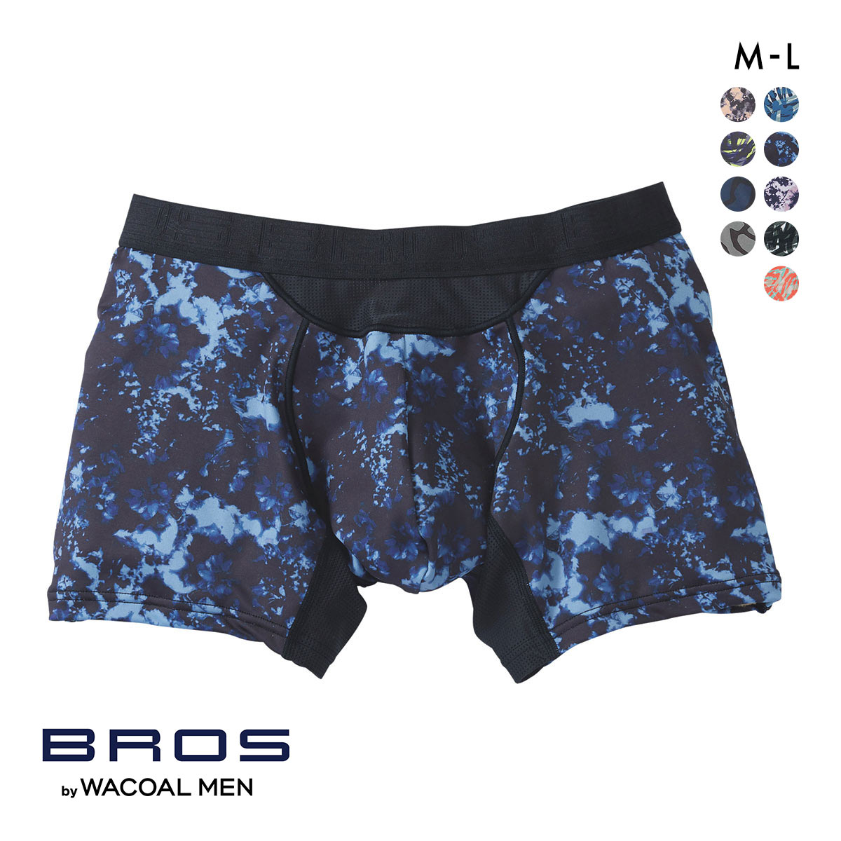 ブロス バイ ワコールメン BROS by WACOAL MEN AIR VENT BOXERS フロント快適グラマラス ボクサーパンツ ML 前閉じ 吸汗速乾(NV-ネイビー-M)