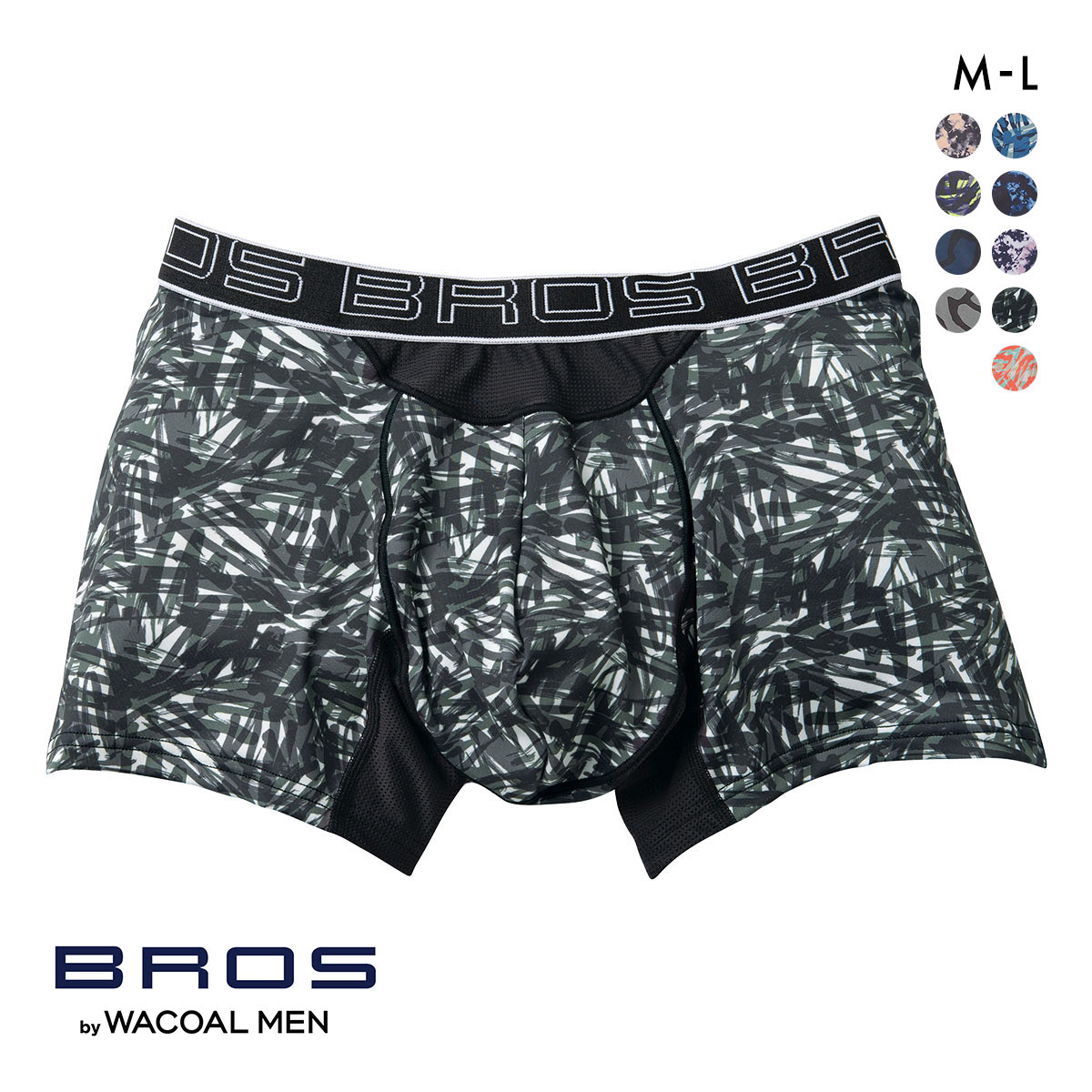 ブロス バイ ワコールメン BROS by WACOAL MEN AIR VENT BOXERS フロント快適グラマラス ボクサーパンツ ML 前閉じ 吸汗速乾(OV-オリーブ-M)