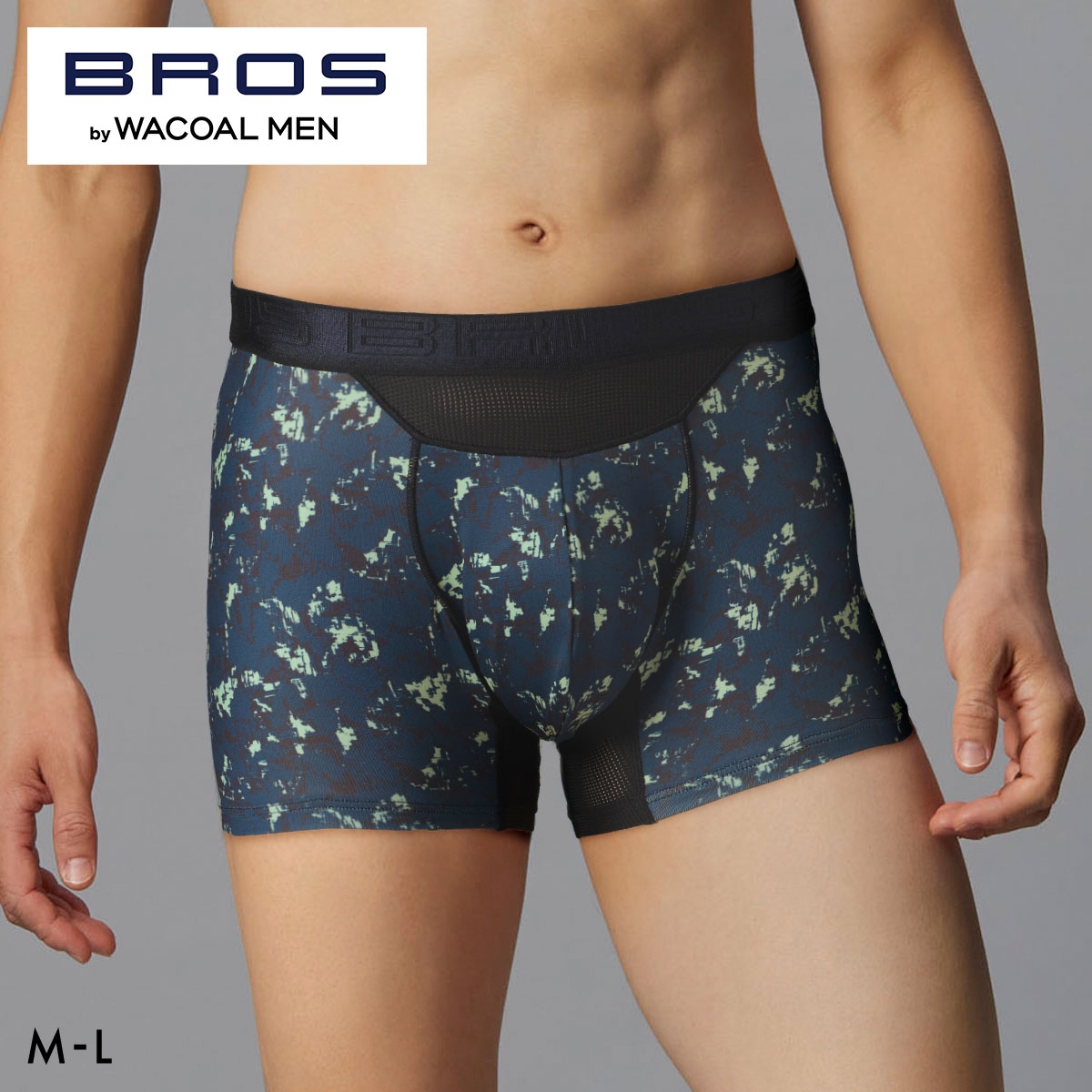 ブロス バイ ワコールメン BROS by WACOAL MEN AIR VENT BOXERS フロント快適グラマラス ボクサーパンツ ML 前閉じ 吸汗速乾(ID-インディゴ-M)