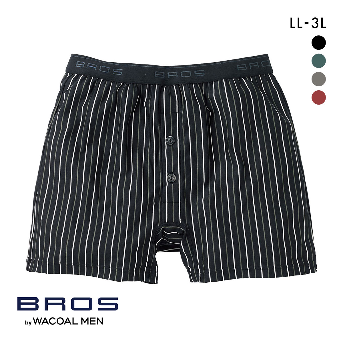 ブロス バイ ワコールメン しめつけすぎず、ダブつかない フィットトランクス LL3L 前開き 伸縮性 BROS by WACOAL MEN(BK-ブラック-LL)