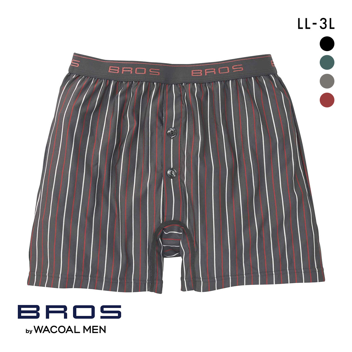 ブロス バイ ワコールメン しめつけすぎず、ダブつかない フィットトランクス LL3L 前開き 伸縮性 BROS by WACOAL MEN(CGY-チャコールグレー-LL)