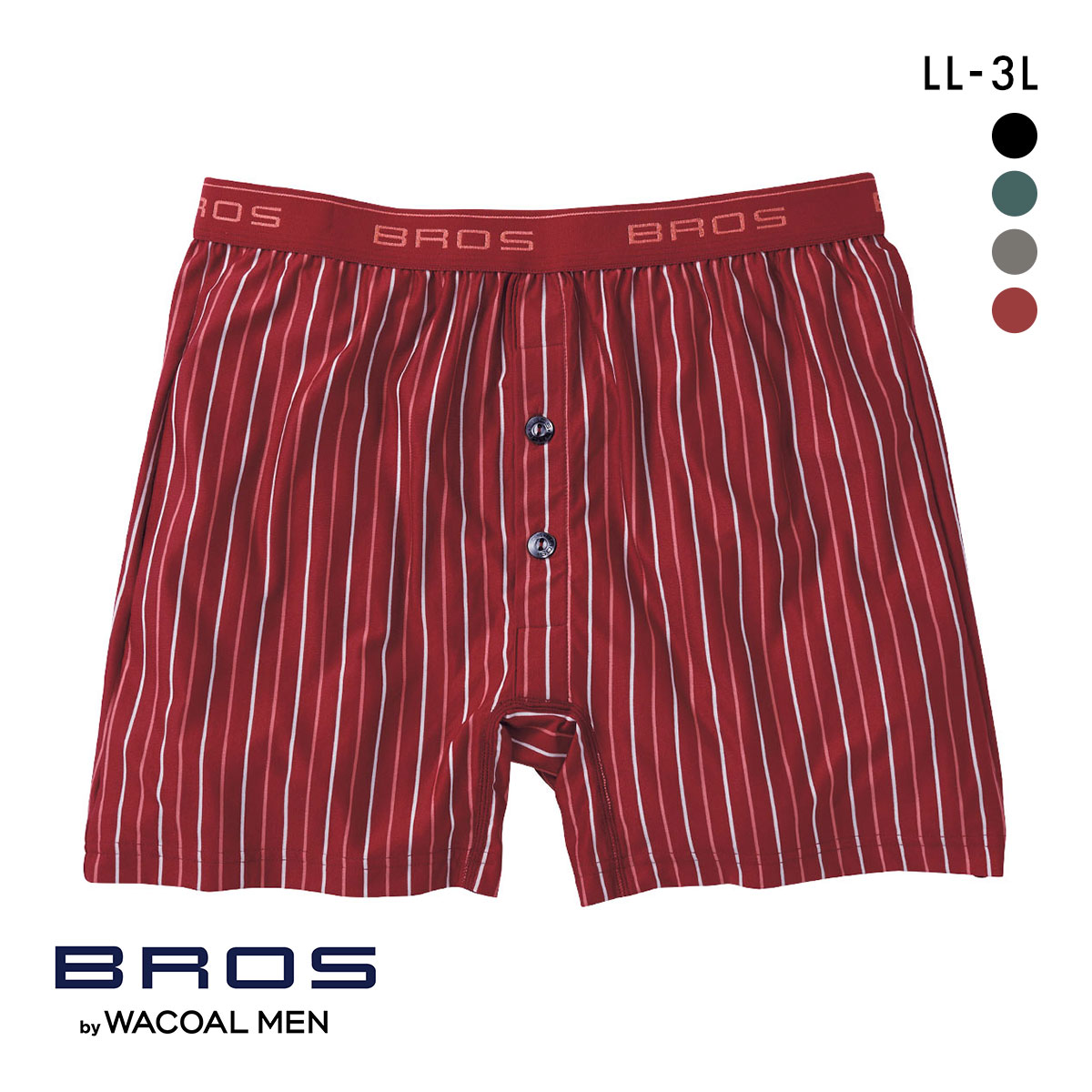 ブロス バイ ワコールメン しめつけすぎず、ダブつかない フィットトランクス LL3L 前開き 伸縮性 BROS by WACOAL MEN(RE-レッド-LL)