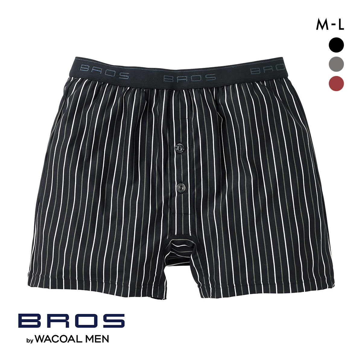 ブロス バイ ワコールメン フィットトランクス しめつけすぎず、ダブつかない 伸縮性 ML 前開き BROS by WACOAL MEN(BK-ブラック-M)