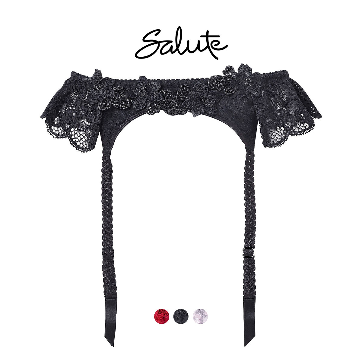 ワコール サルート 27グループ 27G ガーターベルト M ランジェリー Wacoal Salute GTJ627 25AWブルーム(BK-ブラック-M)