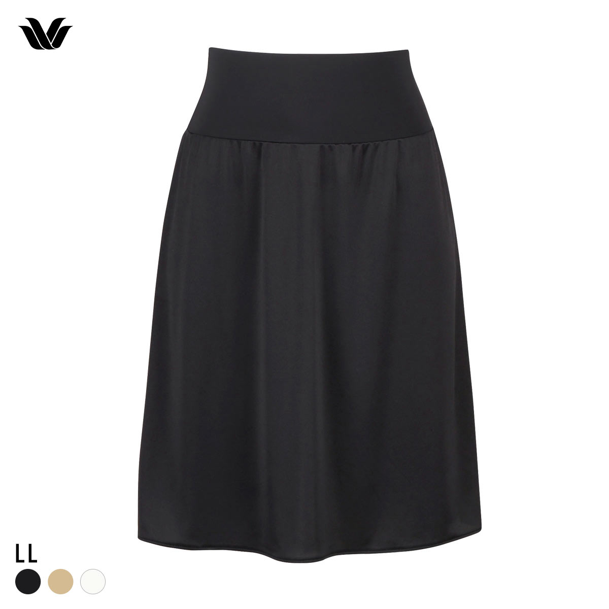 ワコール Wacoal ペチコート 55丈 LL スカートの丈に合わせて長さ調節OK 天然由来素材使用(BK-ブラック-LL-55)