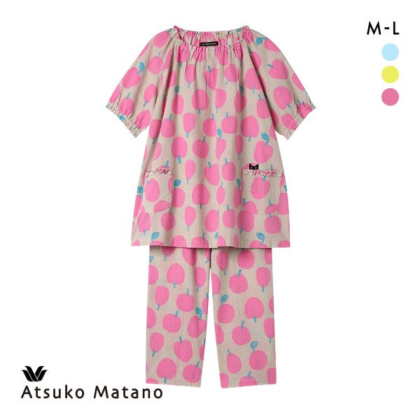 ワコール マタノアツコ 果物柄 パジャマ 上下セット 5分袖8分丈パンツ ML Wacoal ATSUKO MATANO