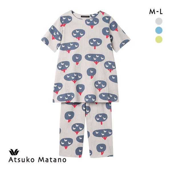 ワコール マタノアツコ 小鳥 パジャマ 上下セット 5分袖8分丈パンツ ML Wacoal ATSUKO MATANO