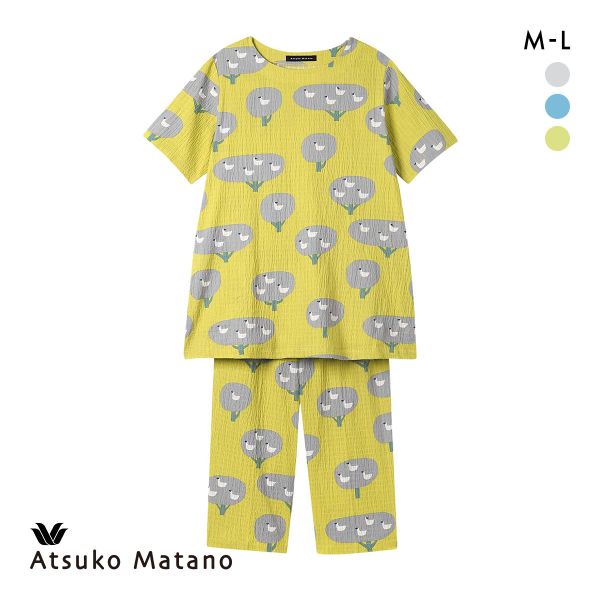 ワコール マタノアツコ 小鳥 パジャマ 上下セット 5分袖8分丈パンツ ML Wacoal ATSUKO MATANO