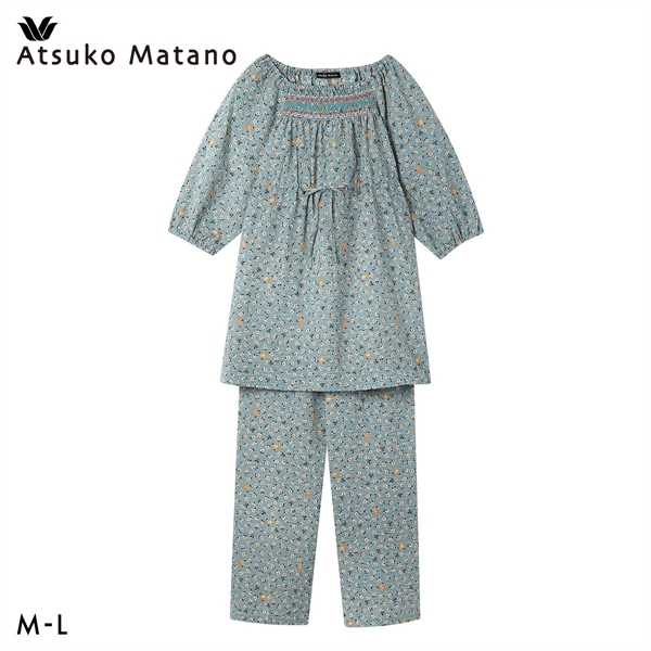 ワコール マタノアツコ ルームウェア パジャマ 上下セット 7分袖ロング丈パンツ 綿100％ Wacoal ATSUKO MATANO