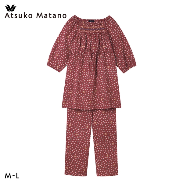ワコール マタノアツコ ルームウェア パジャマ 上下セット 7分袖ロング丈パンツ 綿100％ Wacoal ATSUKO MATANO