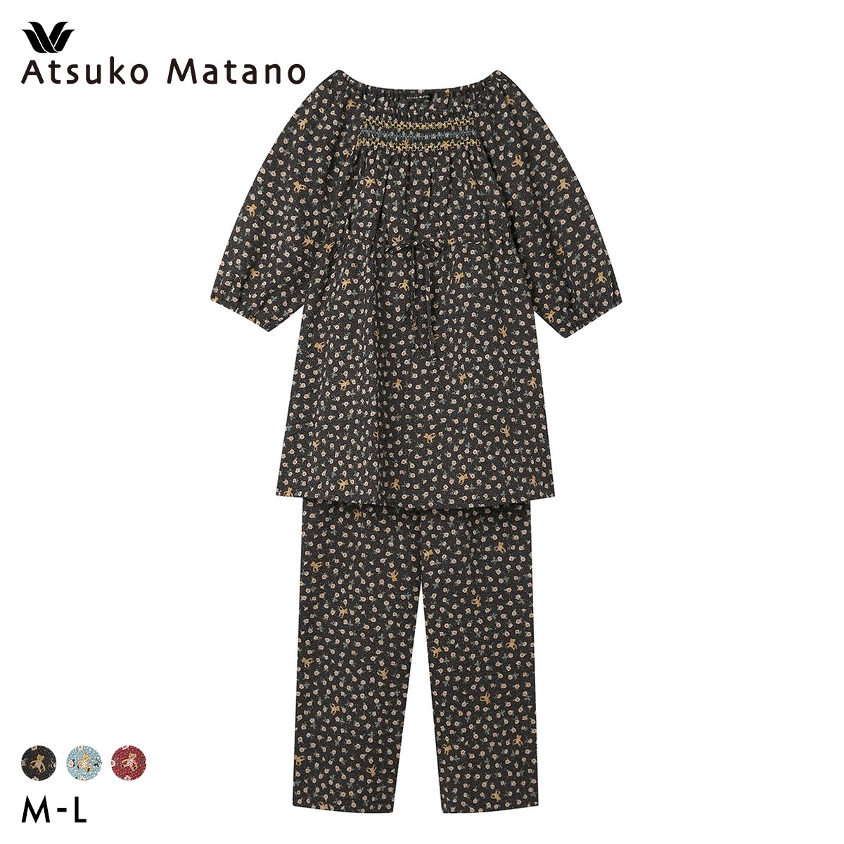 ワコール マタノアツコ ルームウェア パジャマ 上下セット 7分袖ロング丈パンツ 綿100％ Wacoal ATSUKO MATANO