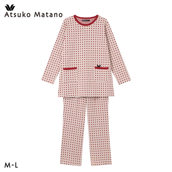 ワコール マタノアツコ ルームウェア 長袖パジャマ　上下セット 綿100％ ドット Wacoal ATSUKO MATANO