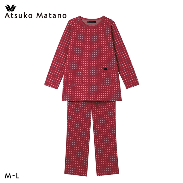 ワコール マタノアツコ ルームウェア 長袖パジャマ　上下セット 綿100％ ドット Wacoal ATSUKO MATANO