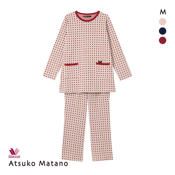 15%OFF ワコール マタノアツコ ルームウェア 長袖パジャマ 上下セット 綿100% ドット Wacoal ATSUKO MATANO 15%OFF ワコール マタノアツコ ルームウェア 長袖パジャマ 上下セット 綿100% ドット Wacoal ATSUKO MATANO
