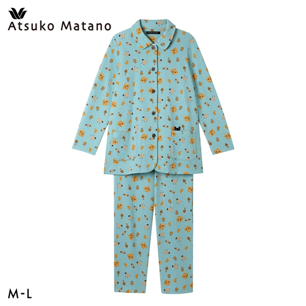 ワコール マタノアツコ ルームウェア 長袖パジャマ 上下セット あたたかい キルトニット 綿混 Wacoal ATSUKO MATANO