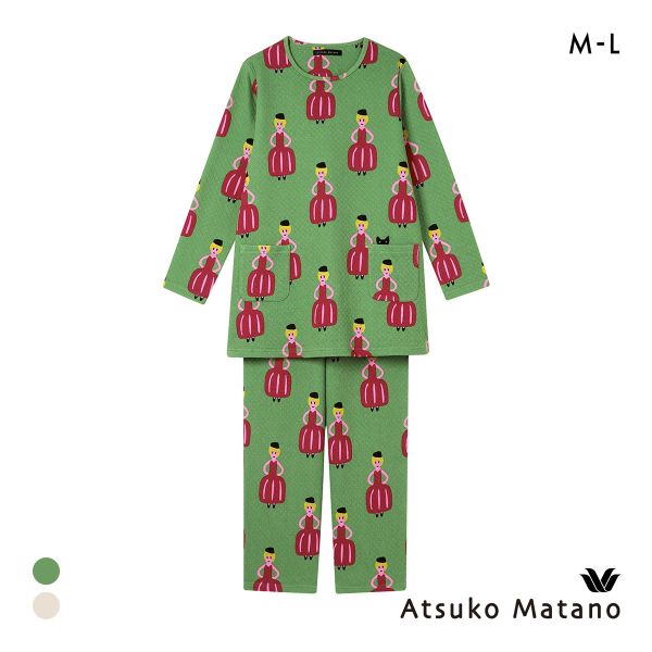 ワコール マタノアツコ ルームウェア 長袖パジャマ 上下セット あたたかい キルトニット Wacoal ATSUKO MATANO