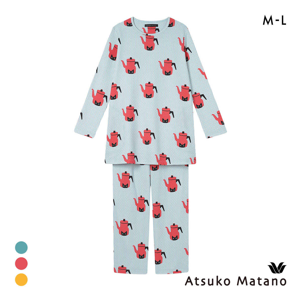【新品】マタノアツコ　いちご柄　パジャマ M　黒猫 MEME ワコール 新品】マタノアツコ いちご柄 パジャマ M 黒猫 MEME ワコール