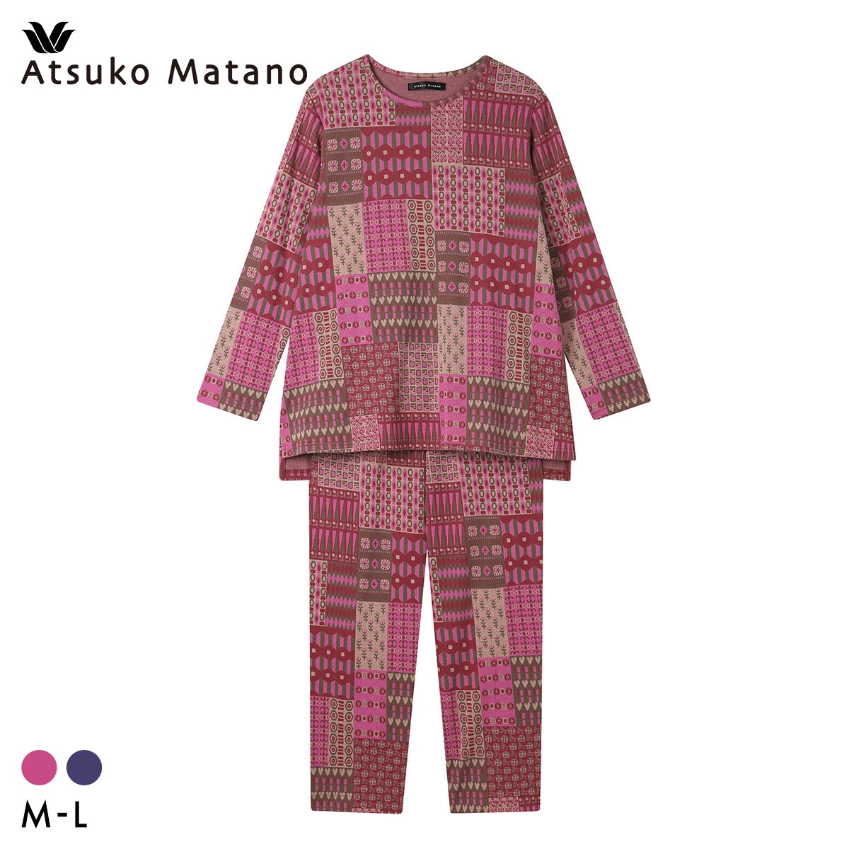 ワコール マタノアツコ 長袖 パジャマ 上下セット ルームウェア 綿100％ 更紗調 Wacoal ATSUKO MATANO