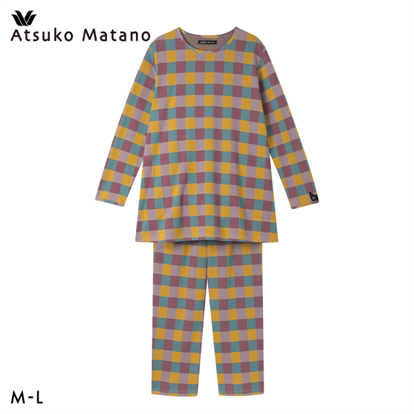 ワコール マタノアツコ チェック 長袖 パジャマ 上下セット ルームウェア 綿100％ ジャガード Wacoal ATSUKO MATANO