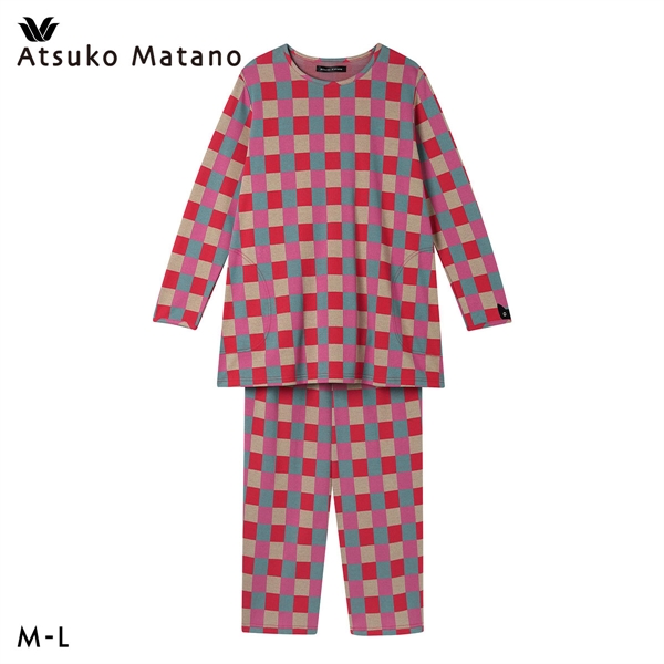 ワコール マタノアツコ チェック 長袖 パジャマ 上下セット ルームウェア 綿100％ ジャガード Wacoal ATSUKO MATANO