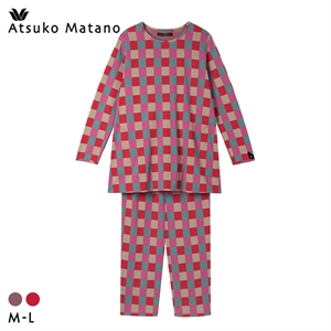 ワコール マタノアツコ チェック 長袖 パジャマ 上下セット ルームウェア 綿100％ ジャガード Wacoal ATSUKO MATANO