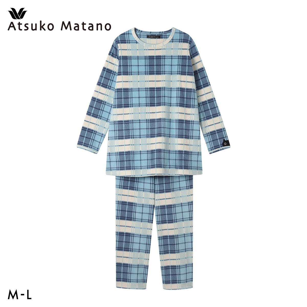 ワコール マタノアツコ チェック 長袖 パジャマ 上下セット あったか フリース ルームウェア レディース Wacoal ATSUKO MATANO(BU-ブルー-M)