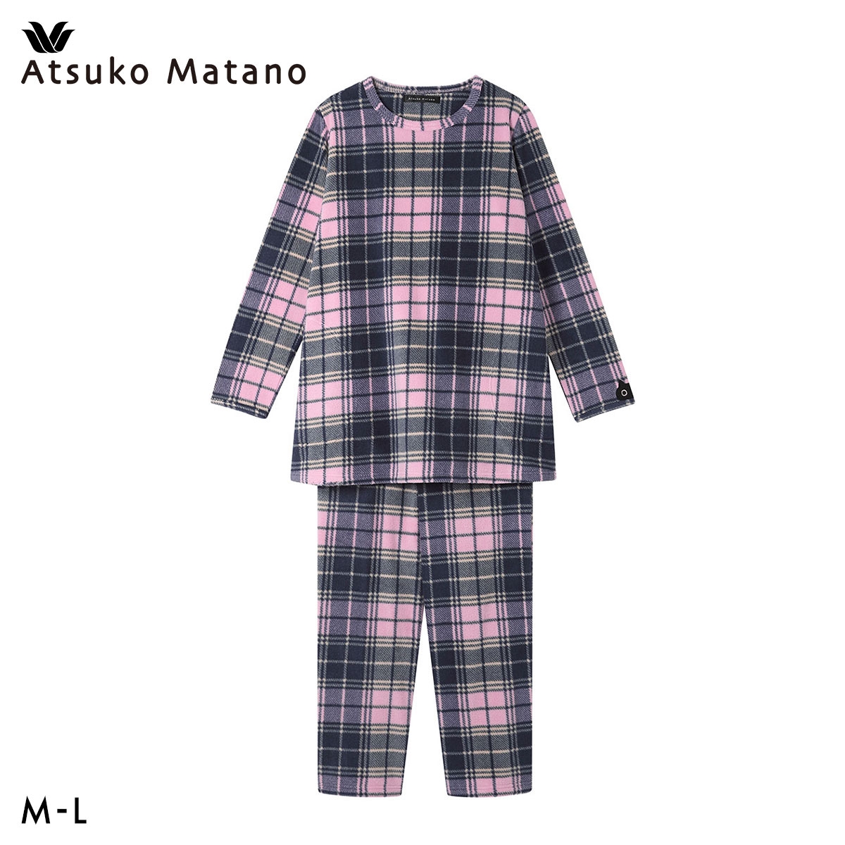 ワコール マタノアツコ チェック 長袖 パジャマ 上下セット あったか フリース ルームウェア レディース Wacoal ATSUKO MATANO(PI-ピンク-M)