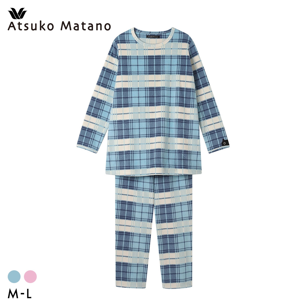 ワコール マタノアツコ チェック 長袖 パジャマ 上下セット あったか フリース ルームウェア レディース Wacoal ATSUKO MATANO