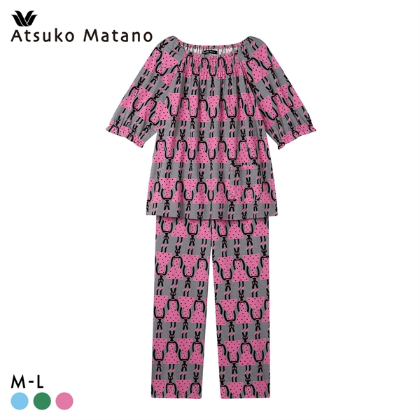 ワコール マタノアツコ うさぎ パジャマ 上下セット 半袖 6分袖 ルームウェア Wacoal ATSUKO MATANO