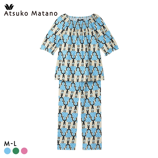 ワコール マタノアツコ うさぎ パジャマ 上下セット 半袖 6分袖 ルームウェア Wacoal ATSUKO MATANO