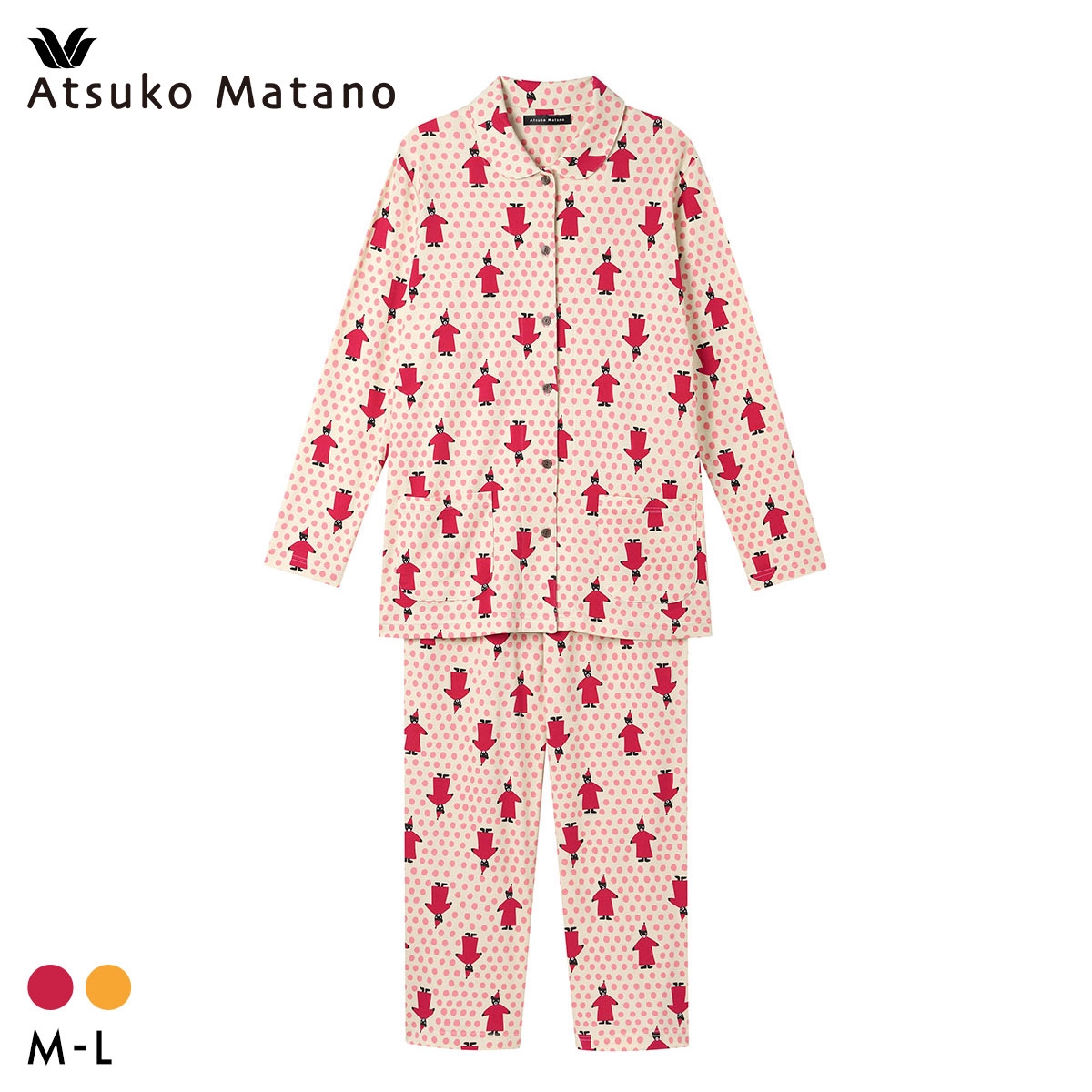 ワコール マタノアツコ クマ 長袖 パジャマ 上下セット 綿100％ ルームウェア ATSUKO MATANO Wacoal