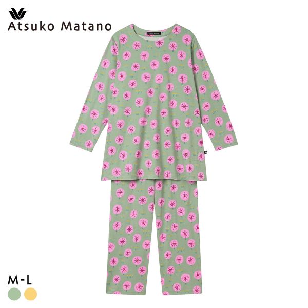 ワコール マタノアツコ ルームウェア 長袖パジャマ 上下セット 大きな木 ゆったり 綿100％ Wacoal ATSUKO MATANO