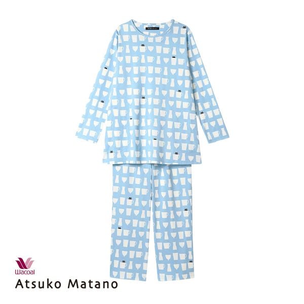 ワコール マタノアツコ ルームウェア 長袖パジャマ 上下セット MEME ねこ 綿100％ Wacoal ATSUKO MATANO